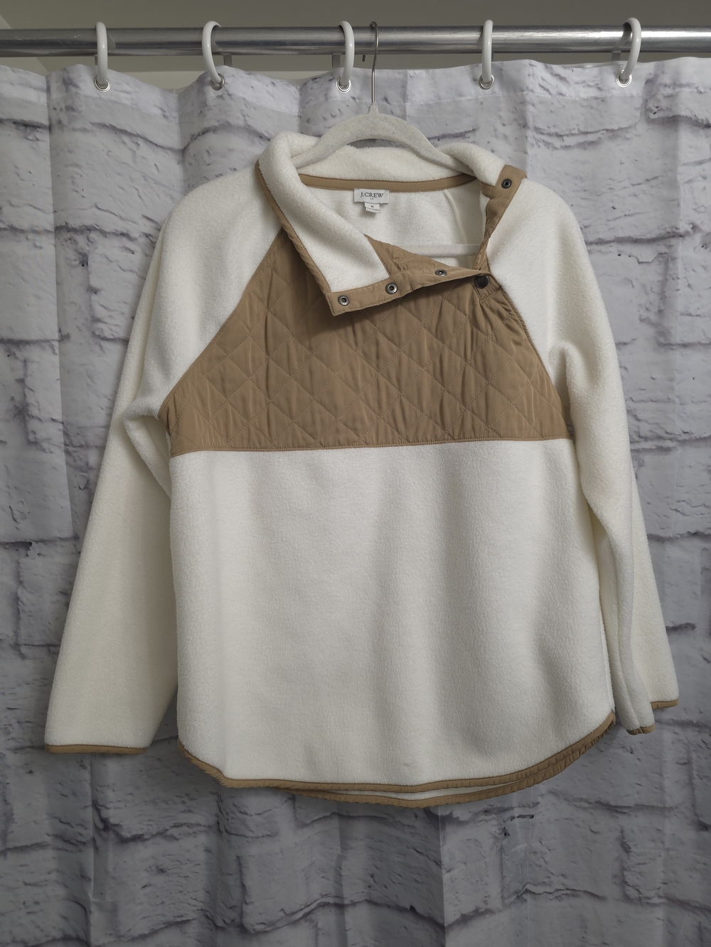 J. Crew Womens Size Small Quilted Snap Down Neck Sherpa Sweatshirt Fleece